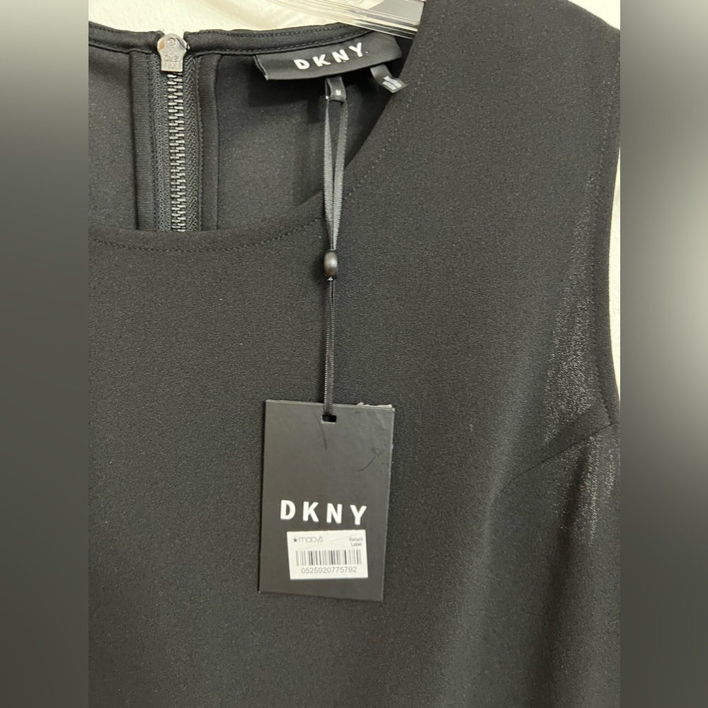 DKNY ASYMMETRIC ROUND NECK BLACK DRESS Size MEDIUM - Picture 16 of 17